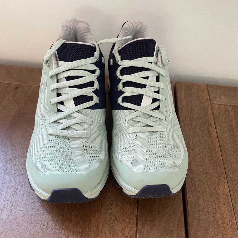 On Running Athletic Shoes in Light Green and Navy